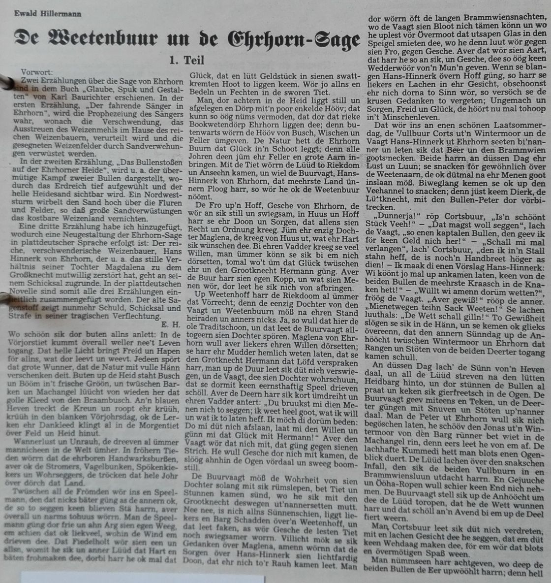 1 Der Niedersachse 2-1991 - De Beetenbuur un de Ehrhorn-Sage Teil 1-1