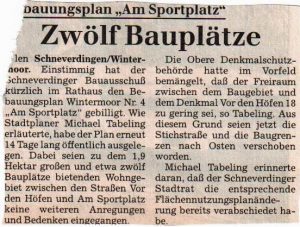 Böhme-Zeitung vom 07.12.1998: Zwölf Bauplätze