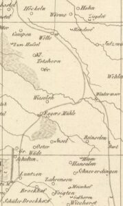 Postrouten über die Wümme bei Wintermoor 1772 - aus Topographisch-militairische Charte von Teutschland von F W Streit