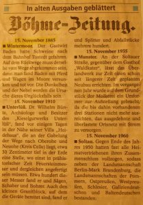 Böhme-Zeitung vom 15.11.1885 - Unfall Baden