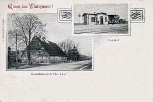 Gruß aus Wintermoor - Bahnhof und Gasthaus Lünz, Ansichtskarte 1902