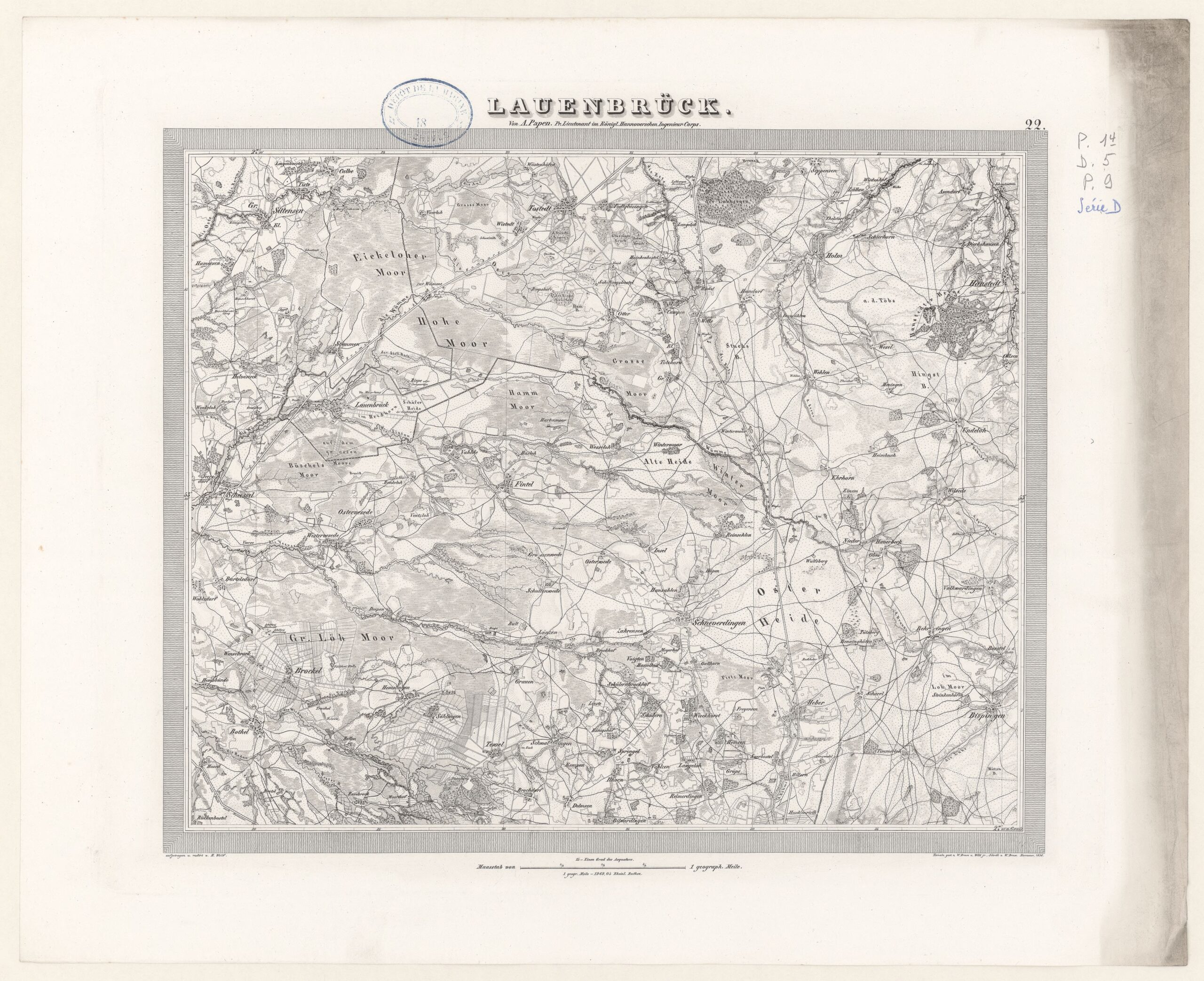 Papen-Atlas 1836 - Blatt 22 Lauenbrück