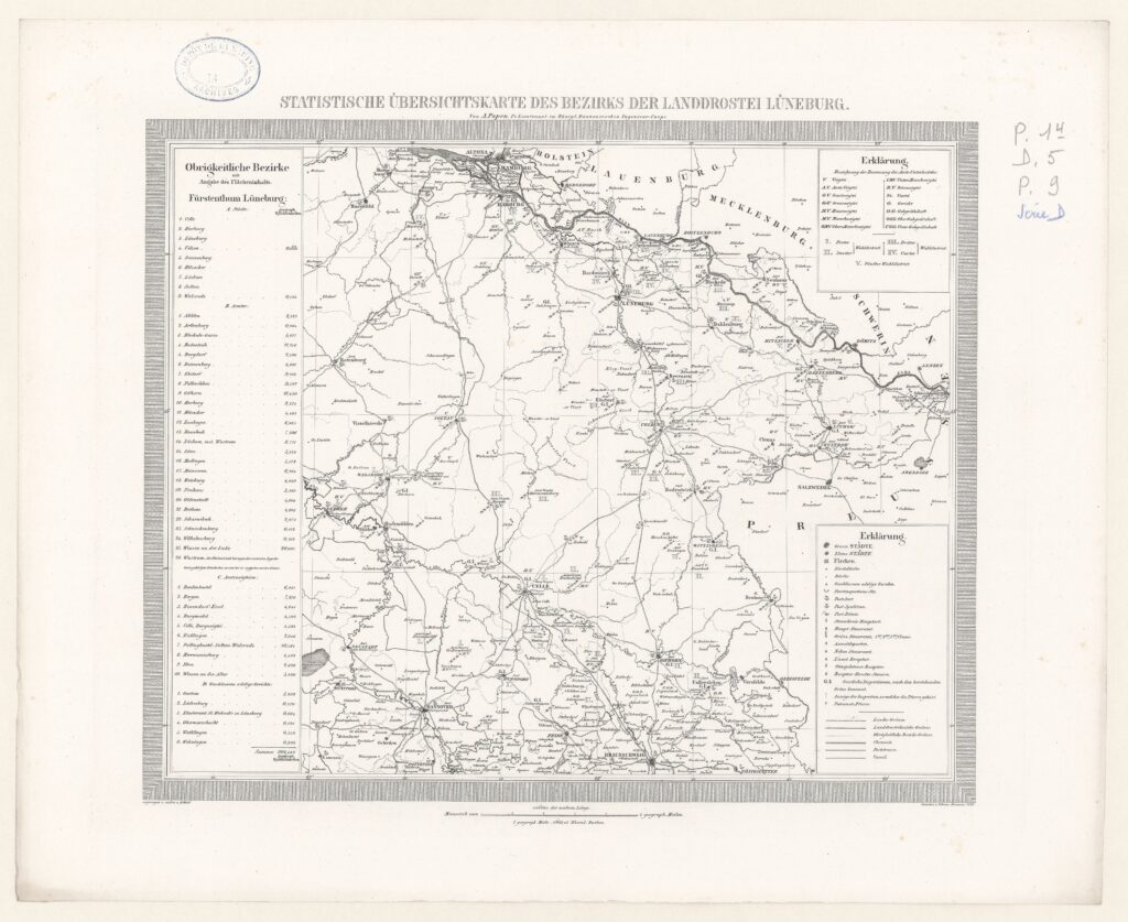 Papen-Atlas - Statistische Übersichtskarte des Bezirks der Landdrostei Lüneburg