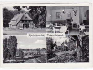 Ansichtskarte Gasthof Heidekrug und Gästehaus Eikhof gelaufen 1957